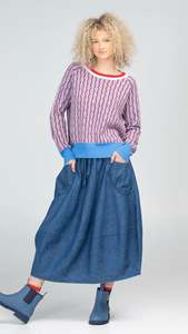 Guru Skirt Mid Wash Denim