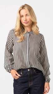 Faye Blouse Black and White Stripe