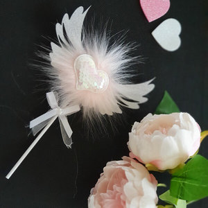 Angel Wings Cake Toppers with Pink Bow (Heart) – The Rose Factory