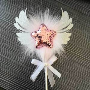 Angel Wings Cake Toppers with Pink Bow (Star) – The Rose Factory