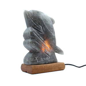 1-2kg Rare Grey Himalayan Salt Lamp (Black Zebra Marble Base)