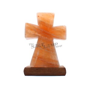Cross Salt Lamp (Timber Base)