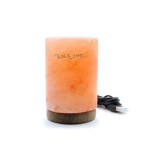 Cylinder USB Salt Lamp (Timber Base)