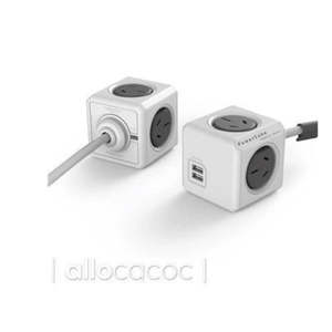 Other Gear: ALL-POWERCUBE-5404 - ALLOCACOC POWERCUBE Extended 4 Outlets with 2 USB, 3M - Grey