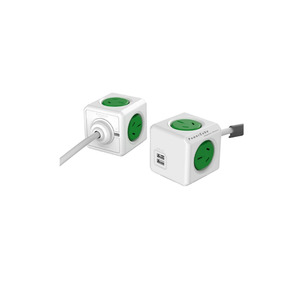 Other Gear: ALL-POWERCUBE5404-GN - ALLOCACOC POWERCUBE Extended 4 Outlets with 2 USB 3M - Green