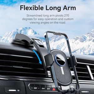 Vehicle: VEN-KSCB0 - Vention One Touch Clamping Car Phone Mount with Suction Cup Black Square Type
