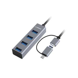 Usb Hubs Docking: MB-CU3H-4G - mbeat 4-Port USB3.0 Hub with USB-C Converter - Space Grey