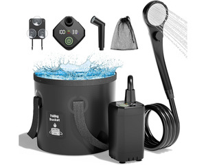 Sports: Portable Camping Shower Kit with Folding Bucket