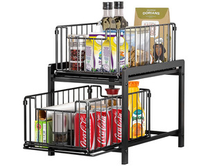 2 Tier Sliding Basket Organizer for Cabinets