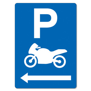 Motorcycle Parking Sign – Left Arrow