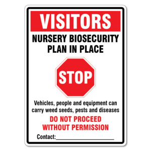 Products: Nursery Biosecurity Sign – Visitors Stop