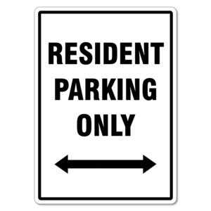 Products: Resident Parking Only Sign