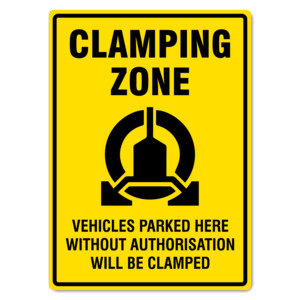 Products: Wheel Clamp Sign – Clamping Zone