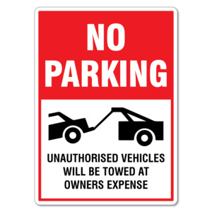 Products: No Parking Tow Away Sign