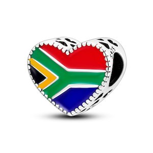 Charms: South African Flag Heart Charm