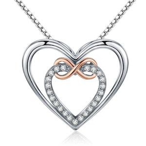 Necklaces: Infinity Double Heart Pendant Necklace