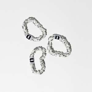 Travel Friendly Hair Body: The Slim Silk Hair Tie - White x3