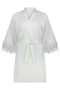 Bridal Robes: Emmy Feather Bridal Robe - White