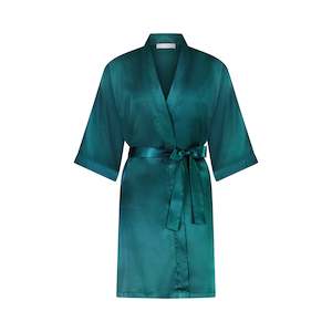 Robes: Alexa Satin Robe - Emerald Green