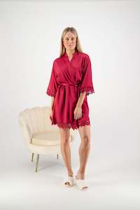 Robes: Misha Lace Robe - Burgundy