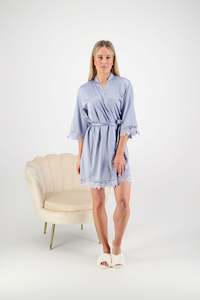 Robes: Misha Lace Robe - Dusky Blue