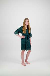 Sale: Misha Mini Flower Girl Robe - Forest Green