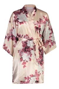 Flower Girl Robes: Isla Floral Mini Flower Girl Robe - Champagne