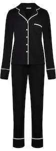 Super Soft Pyjama Sets: Sophia Supersoft Long PJ Set - Black