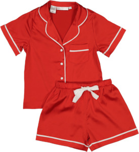 Mini Pj Sets: Sienna Kids Short PJ Set - Red/White