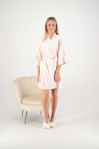 Satin Robes: Avana Lace Robe - Blush
