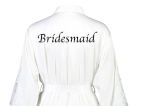 Misha Lace Robe - White - O/S - Bridesmaid embroidery on back