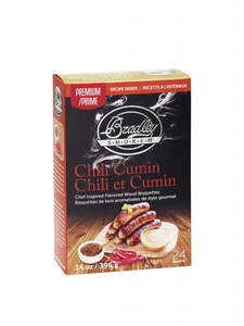 Products: NEW Bradley Premium Chili Cumin Bisquettes 24-pack - The Smokehouse New ZealandThe Smokehouse New Zealand