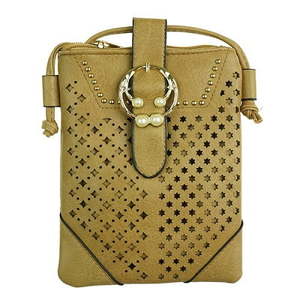 Products: Sand Crossbody / Shoulder Patterned+Round Pearl Buckle Bag - The Specialty House
