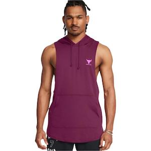 Clothing Mens Short Sleeve Tops: Under Armour Men's Project Rock Sleeveless Hoodie – Purple/Magenta