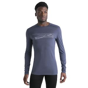 Clothing Mens Long Sleeve Tops: Icebreaker Men's Merino 200 Oasis LS Crew Neck Thermal Top Ski Stripes