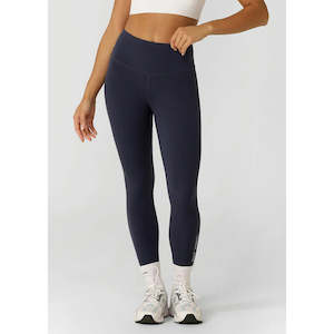 Clothing Womens Pants: Lorna Jane Lotus No Chafe Phone Pocket Ankle Biter Leggings - Dark Platinum Navy