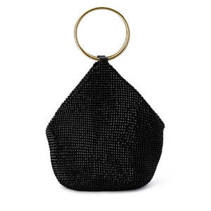 Olga Berg: ELLIE CRYSTAL MESH HANDLE BAG - Black
