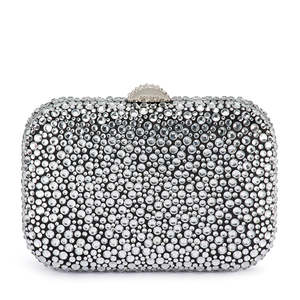 Olga Berg: Casey Hot Fix Sparkle Clutch - Black/Silver