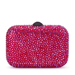 Olga Berg: Casey Hot Fix Sparkle Clutch - Fuschia
