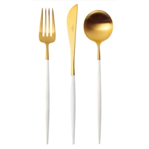Products: Goa White & Matt Gold 24 Piece Cutlery Set