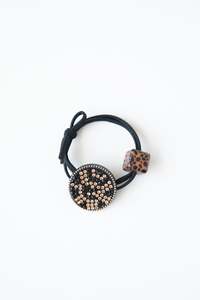Hair Tie- Rhinestone Black Coffee & Cube