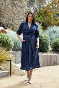 Jump: Contrast Stitch Tie Dress