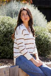 Jump: Stripe V Neck Pullover