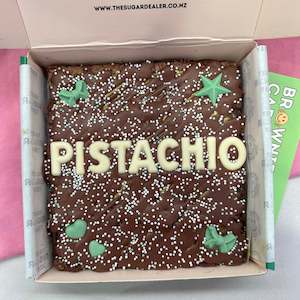 Brownies: Custom message pistachio brownie