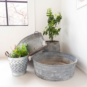 Vintage Belgian Zinc Tub - Round thesundaysociety