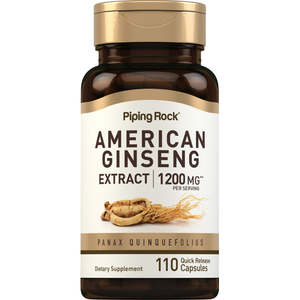 Piping Rock -  American Ginseng ( Panax QuinQuefolius) 1200mg- 110 Quick Release capsules