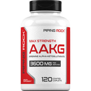 Muscle Building: Piping Rock Max Strength  AAKG Arginine Alpha-Ketoglutarate (Nitric Oxide Enhancer)   -120- caps