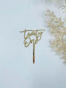 Twenty One Cake Topper (Gold)