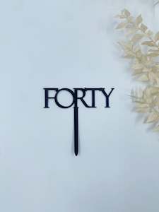 Forty Cake Topper (Black)