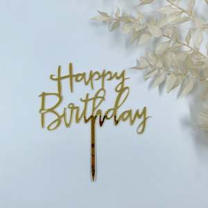 1. Happy Birthday Cake Topper (Pink, Silver, Gold, Black)